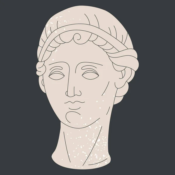 古董头雕塑 大理石希腊女神雕塑 古典风格古罗马头孤立平面矢量插图 — 图库矢量图片