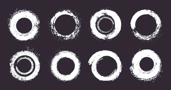 Chalk Grunge Frames Abstraktní Okraje Štětce Křídová Tužka Kulaté Ručně — Stockový vektor