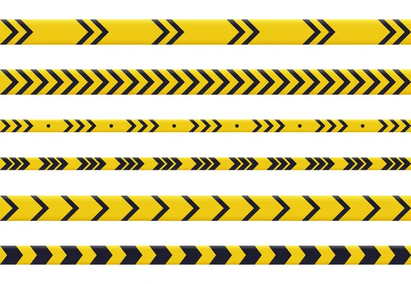 Записи Опасности Безопасности Желтая Предупреждающая Лента Предостережение Полицейские Преступные Линии — стоковый вектор