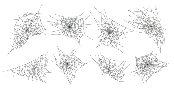 Spinnenweb Halloween Griezelige Spinnenweb Horror Halloween Decor Platte Vector Illustratie — Stockvector