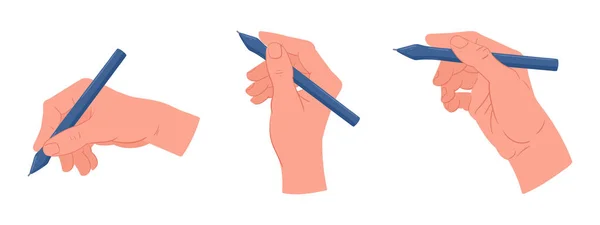 Cartoon Handschrift Mit Bleistift Oder Stift Menschliche Hände Zeichnen Mit — Stockvektor