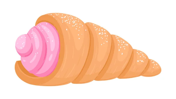 Blätterteigcreme Horn Vorhanden Cartoon Italienische Cremegefüllte Cannoncini Süße Sahne Hausgemachte — Stockvektor