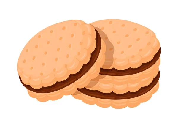 Whoopie Pie Cookies Cartoon Hausgemachte Leckere Kekse Mit Schokoladenfüllung Süßes — Stockvektor
