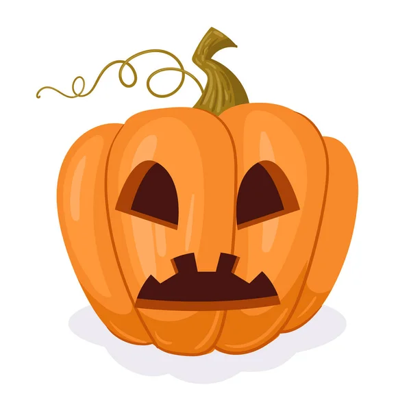 Gruseliger Urlaubskürbis Halloween Geschnitzte Kürbis Gesichtsdekoration Gruselige Jack Laterne Flache — Stockvektor