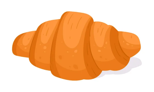 Croissant Dos Desenhos Animados Produto Padaria Francês Tradicional Pastelaria Folhada — Vetor de Stock