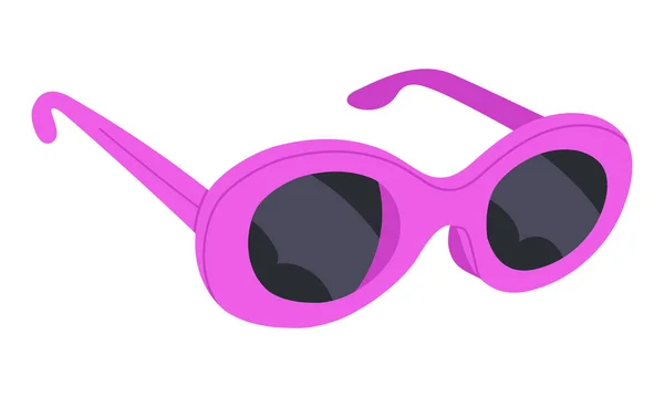 手描きのサニー 紫のファッションサングラス かわいいプラスチックフレームの色合い トレンドアイウェアアクセサリーフラットベクターイラスト — ストックベクタ