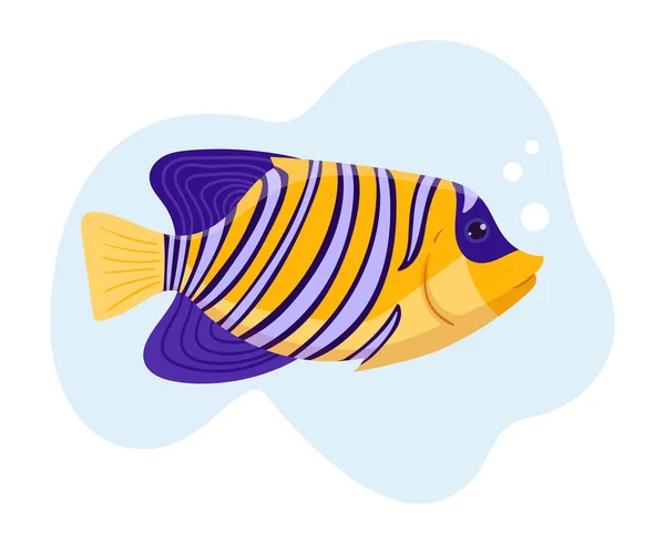 Peixe Exótico Dos Desenhos Animados Peixe Tropical Água Salgada Aquário — Vetor de Stock