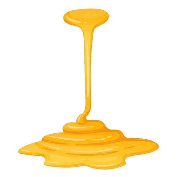 Dripping Honey Cartoon Honey Flow Melting Liquid Sweet Syrup Sticky — Stock Vector