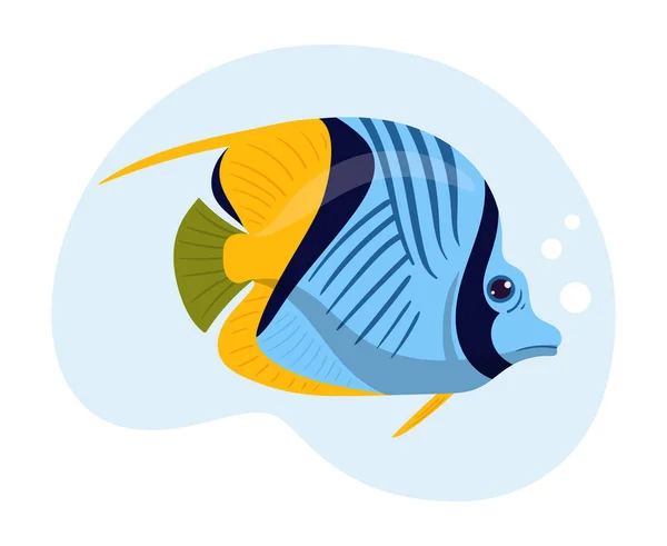 Tropical Fish Cartoon Exotic Aquarium Wild Underwater Fish Underwater Fauna — Stock Vector