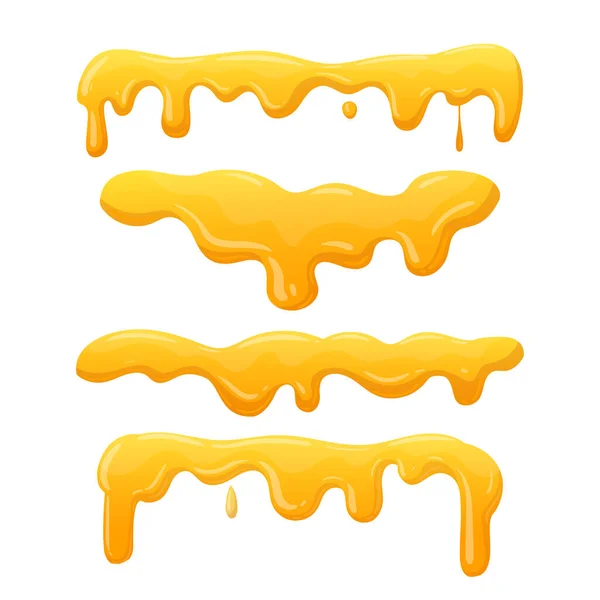 Cartoon Honey Borders Liquid Sweet Sticky Dripping Spots Melting Honey — Stock Vector