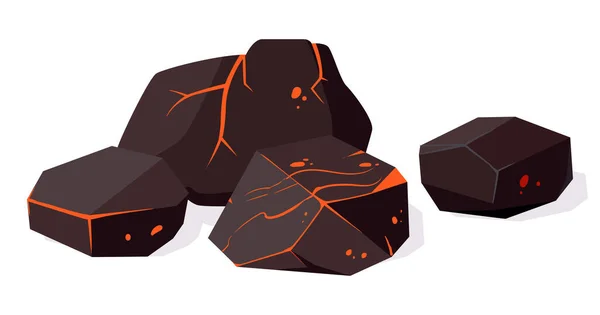 Мультфильм Тлеющие Угли Умирающий Уголь Горячий Камин Тлеющий Уголь Плоский — стоковый вектор