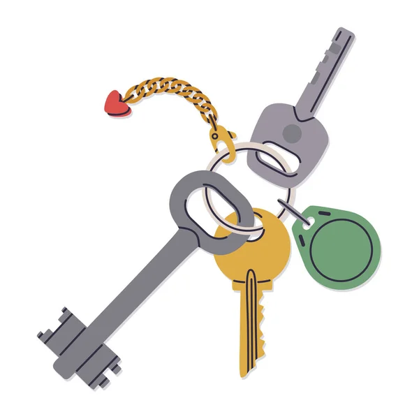 Key Bunch Modern Real Estate Property Entrance Keys Door Keys — Stock Vector