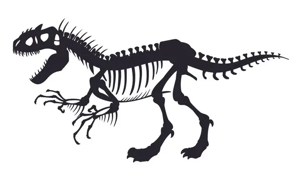 Tyrannosaurus Iskelet Silueti Dinozor Fosil Kemikleri Jurasik Tyrannosaurus Rex Siluet — Stok Vektör