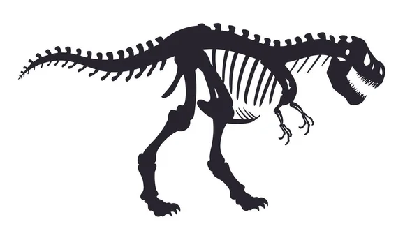 Dinozor Fosil Kemikleri Jurassic Rex Dino Iskelet Silueti Arkeolojik Tyrannosaurus — Stok Vektör