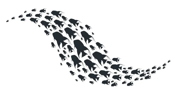 Силуэт Рыбной Отмели Экзотические Рыбные Отмели Тропические Подводные Рыбы Плавающие — стоковый вектор