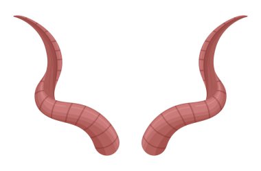 Dağ antilopları. Çizgi film av kupası, memeli boynuzları, vahşi antilop boynuzu izole edilmiş düz vektör çizimi. Hayvan boynuzlarını düzenle