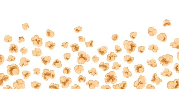 Falling Pop Corn Border Cartoon Popcorn Pattern Sweet Salty Popping — Stock Vector