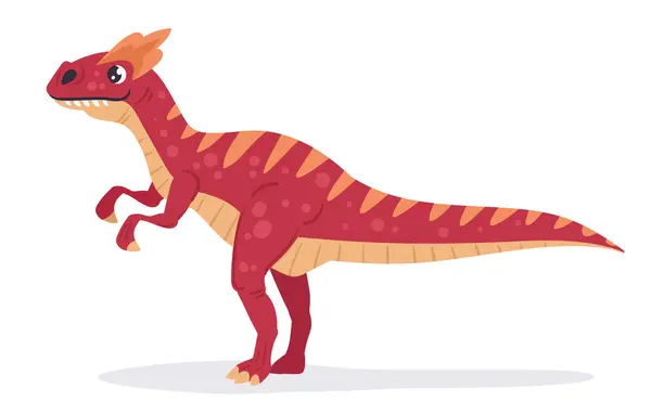 ジュラシック カルチャドン捕食者 漫画のカルネッサウルス恐竜 肉を食べるカルカロドモントサウルス恐竜 古代の肉食性爬虫類フラットベクターイラスト カルチャドン恐竜 ホワイト — ストックベクタ