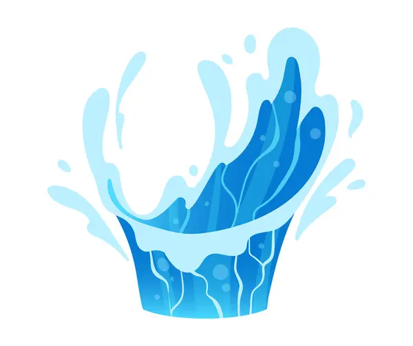 Water Splash Cartoon Blue Splashing Clean Water Splash Flat Vector — Stock Vector