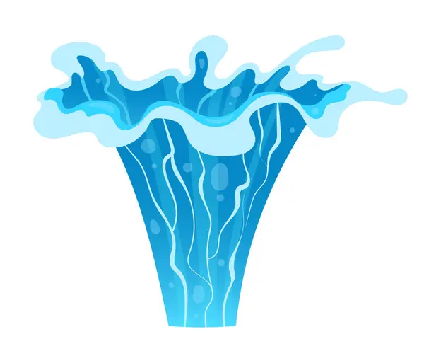 Всплеск Мультяшной Воды Голубая Акварель Чистая Вода Спрей Изолированный Плоский — стоковый вектор