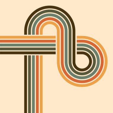 Yarım çizgili doku arkaplanı. Klasik renk posteri, 70 'lerin eski çizgili düz vektör arkaplan illüstrasyonu. Soyut geçmişe dönük arkaplan