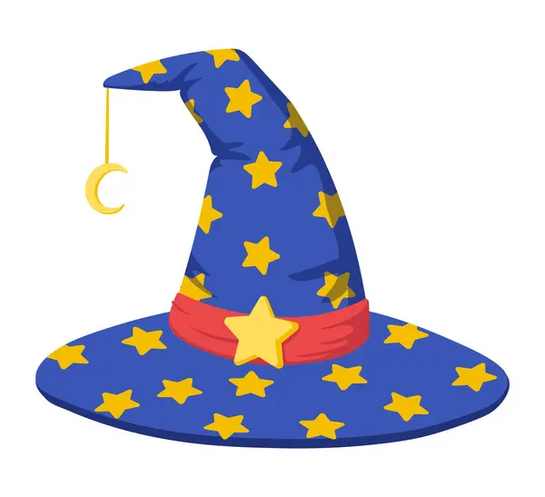 Chapéu Bruxa Chapéu Stargazer Colorido Decorado Com Estrelas Chapéu Bruxa — Vetor de Stock