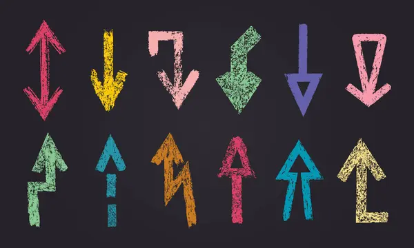 Chalk Pointers Colorful Grunge Texture Chalk Pencil Arrows Rough Abstract Grafiche Vettoriali