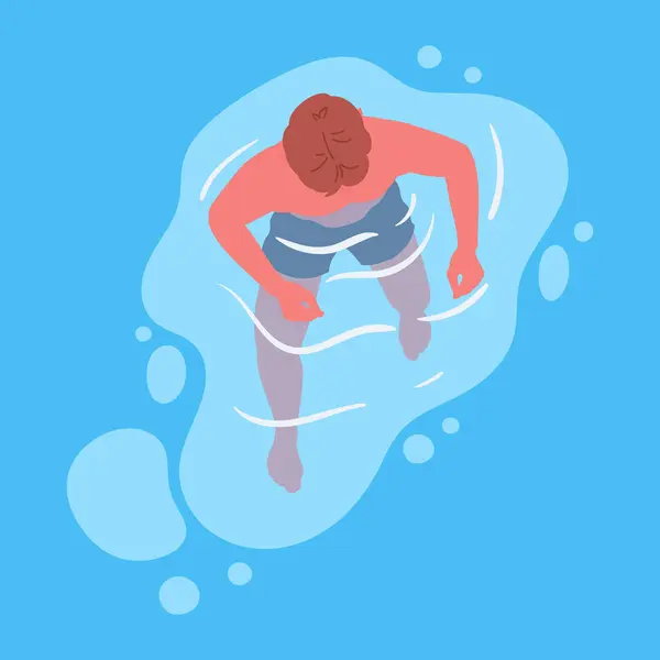 水泳する男 プールや海に浮かぶ男性キャラクター 夏休みアクティビティフラットベクターイラスト リラックスして水で泳ぐ男 ロイヤリティフリーのストックイラスト