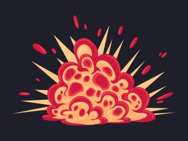 Tehlike bombası patlaması bulutu. Çizgi film bomba patlaması ve duman bulutu çizimi. Çizgi roman dinamit patlaması bulutu