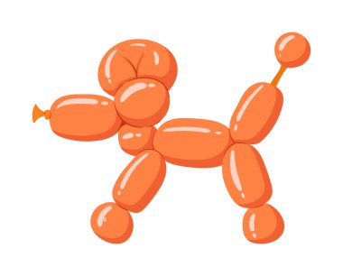 Köpek şekilli balon. Doğum günü partisi köpek köpek helyum hava balonu, kaniş şekilli balon düz vektör illüstrasyonu. Çizgi film hava balonu