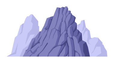 Çizgi film sıradağları. Rocky Dağı, doğa yürüyüşü, doğa manzarası dağ zirvesi düz vektör çizimi. Beyaz arkaplanda dağ