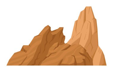 Çizgi film sıradağları. Rocky Dağı, doğa yürüyüşü, doğa manzarası dağ zirvesi düz vektör çizimi. Beyaz üzerine büyük bir dağ.