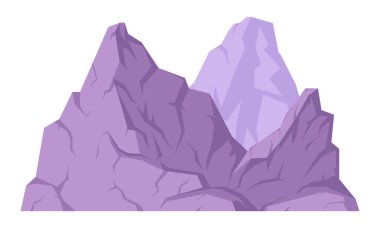 Vahşi doğa dağı. Dağ silueti, kayalık aralık ve tepe, doğa yürüyüşü düz vektör çizimi. Çizgi film dağ manzarası