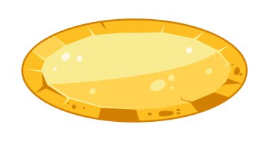 Altın kumar plakası. Altın taş çerçeve, altın çakıl taşı düz vektör çizimi. Çizgi film taşı oyun düğmesi