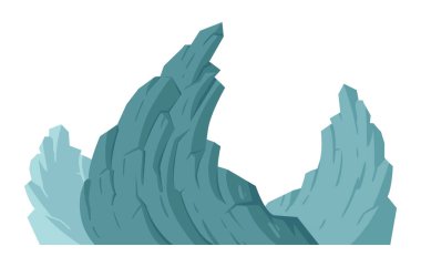 Dağ silueti. Doğa manzarası dağı, kayalık sıradağ ve tepe, doğa yürüyüşü düz vektör çizimi. Çizgi film dağ manzarası