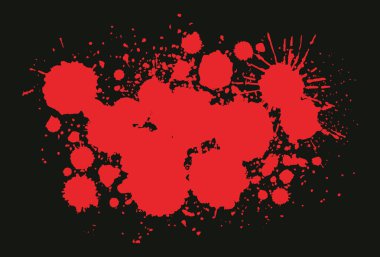 Cadılar Bayramı 'nda kan gölgesi sıçrar. Ürkütücü cadılar bayramı kan damlaları parti süslemeleri, kan damlayan grunge düz vektör çizimi. Koyu arkaplanda kan lekeleri