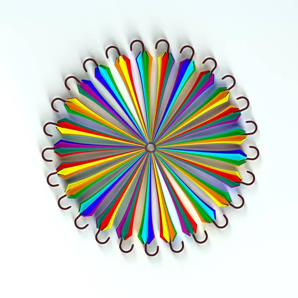 Render Multi Colored Umbrellas Cane — Stock Photo, Image