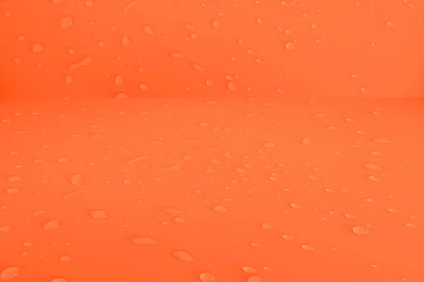 オレンジ色の背景に濁った水が落ちます 水滴は背景を詳述する 水のスプラッシュ 水スプレーの背景 水滴と穏やかなオレンジの背景 — ストック写真