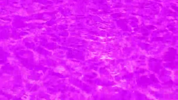 赤みを帯びた透明な紫色の透明感のある穏やかな水面の質感とスプラッシュと泡を滲ませます 傾向の抽象的な性質の背景 コピースペースと日光の水の波 水彩の輝き — ストック動画