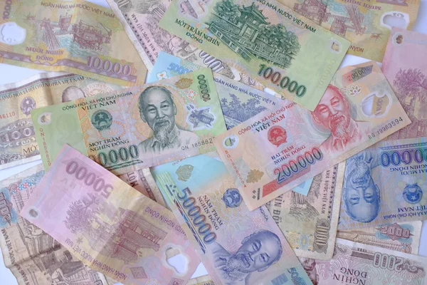Κοντινά Βιετναμέζικα Χαρτονομίσματα Χρήματα Βιετναμέζικο Νόμισμα Μοτίβο Υφή Και Υπόβαθρο — Φωτογραφία Αρχείου