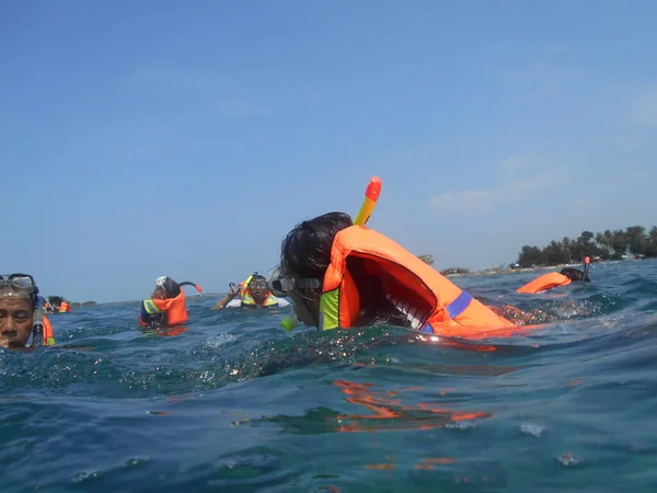 Jakarta Indonésie Oct 2022 Plongée Avec Tuba Plongée Dans Mer — Photo