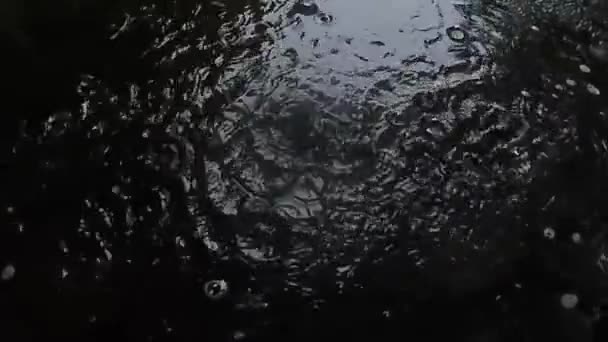 Slow Motion Raindrops Paving Blocks Night Rainy Season Concept Video — Stock Video