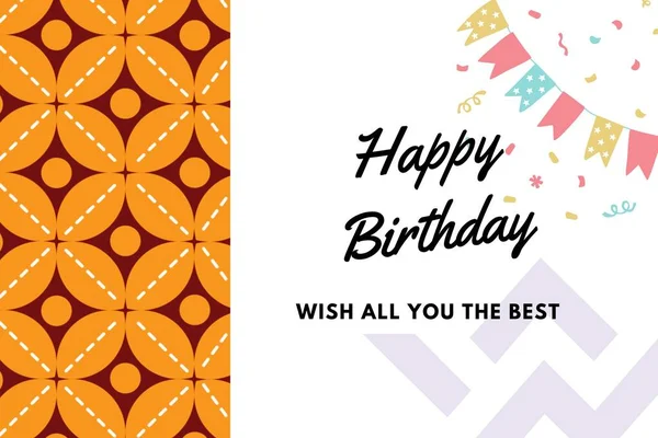 happy birthday greeting card with a batik theme on the left, embroidery style in Ethnic themes. Indonesian culture. Vector illustration.