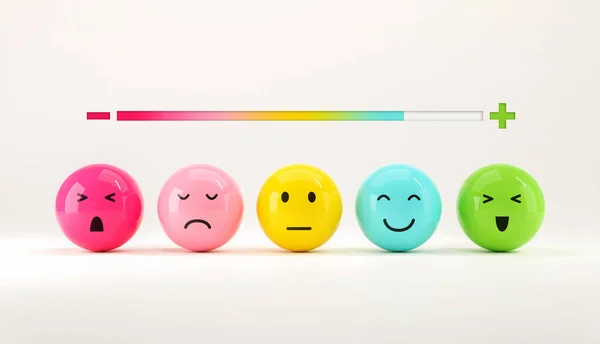 Cliente Escolher Emoji Emoticons Humor Feliz Medidor Satisfação Emoções Avaliação Fotografias De Stock Royalty-Free