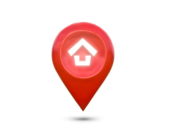 Символ Дома Красным Значком Местоположения Белом Фоне Концепция Продажи Инвестиций — стоковое фото