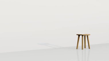 Beyaz arka planda orta boy ahşap malzeme. 3D, 3D görüntüleme, ev eşyaları.