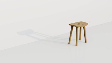 Beyaz arka planda orta boy ahşap malzeme. 3D, 3D görüntüleme, ev eşyaları.