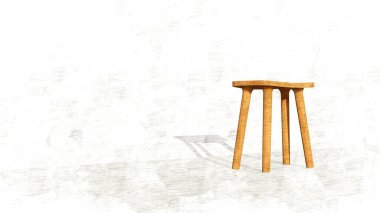 Robot resimde orta boy ahşap malzeme, üç boyutlu çizim, ev eşyaları.