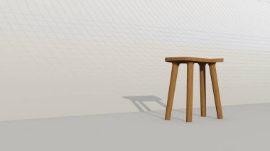 planlı ahşaptan yapılmış orta boy bank, 3D görüntüleme, ev eşyaları
