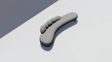 3 boyutlu modern minimalist oval kanepe krem rengi kadife kumaşlı.